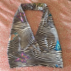 Zebra print halter top with butterflies